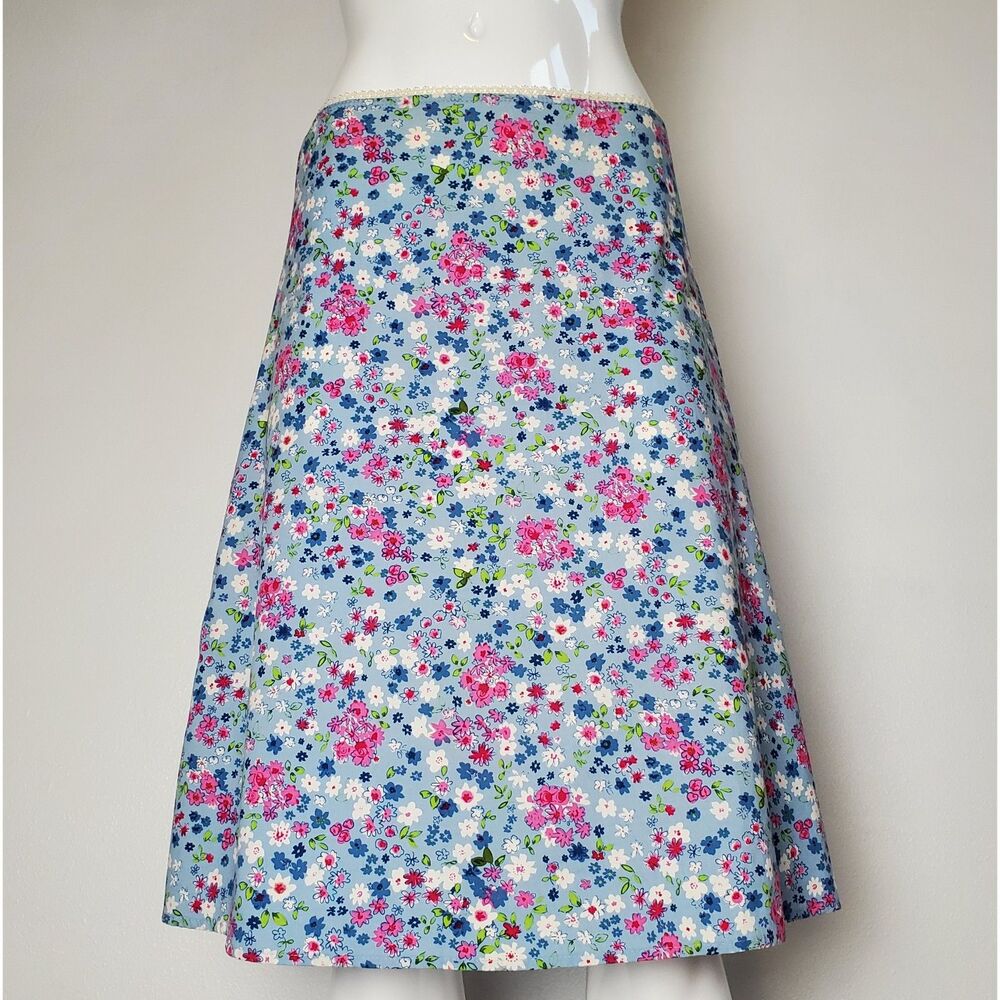 Vintage Y2k Von Mozart Blue Floral Skirt